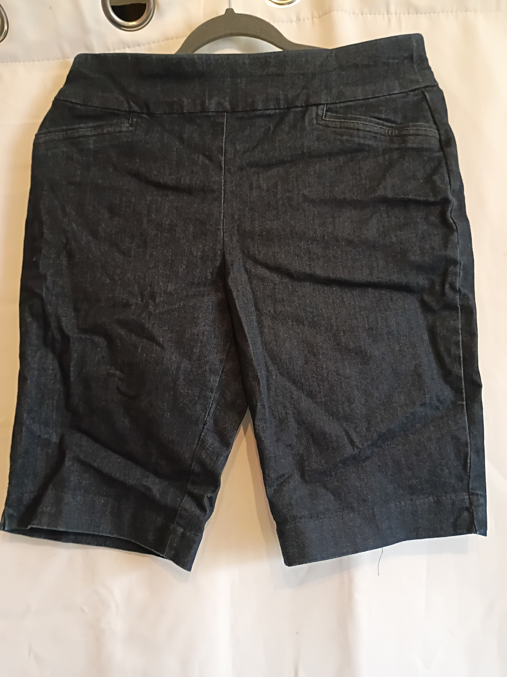 Women's Dark Indigo Bermuda Shorts - Sleek High-Rise Style
